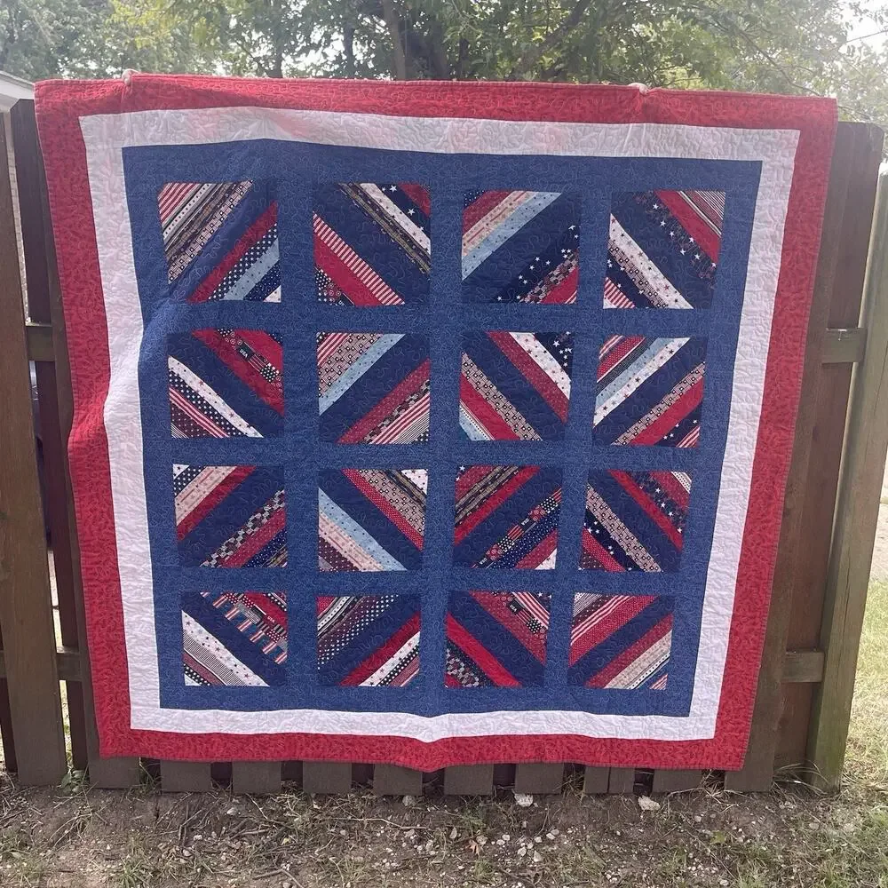 Patriotic Quilt Red, White & Blue Stars and Stripes – 72